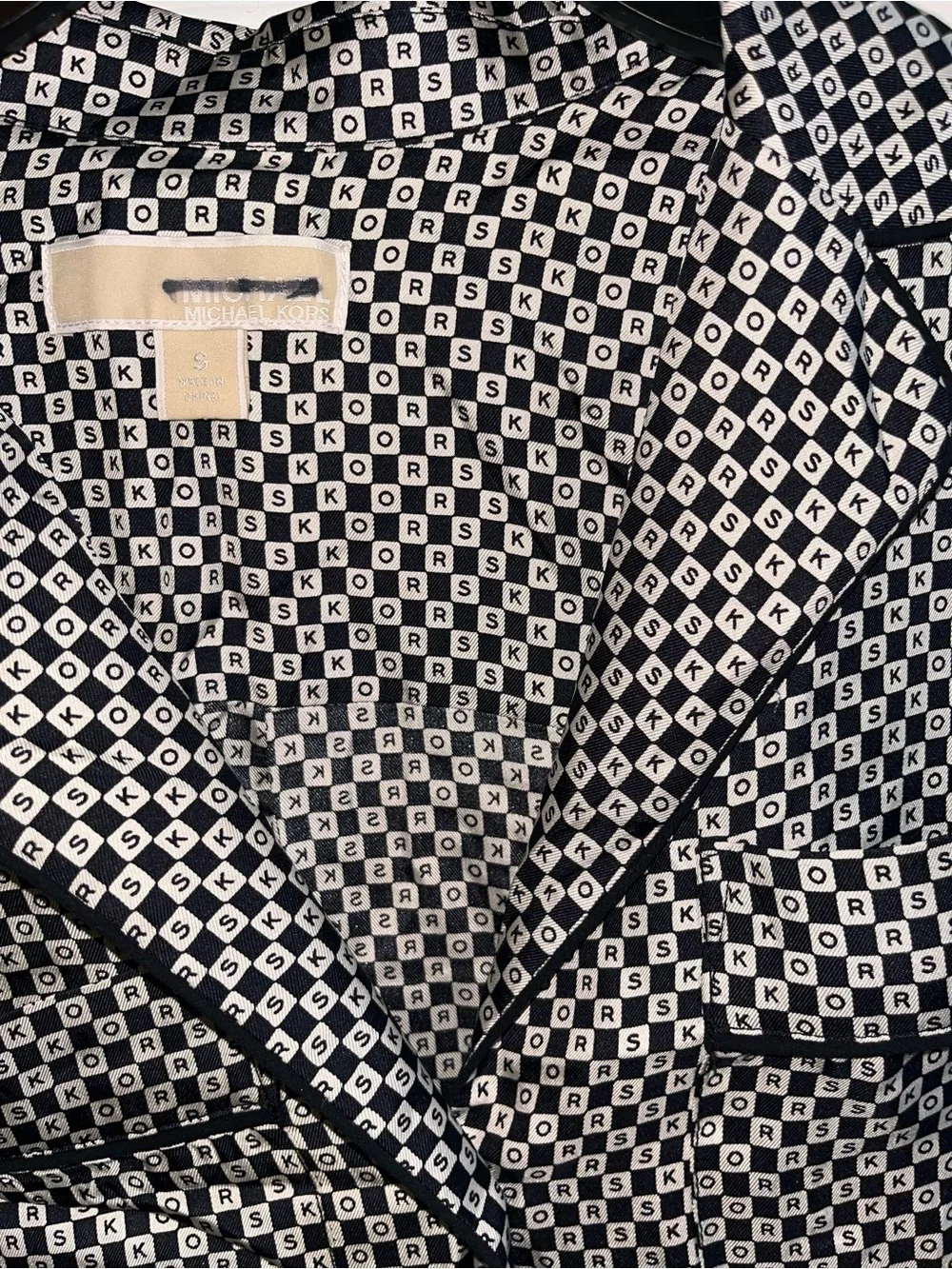 Michael Kors Black and White Geometric Print Pajama Top